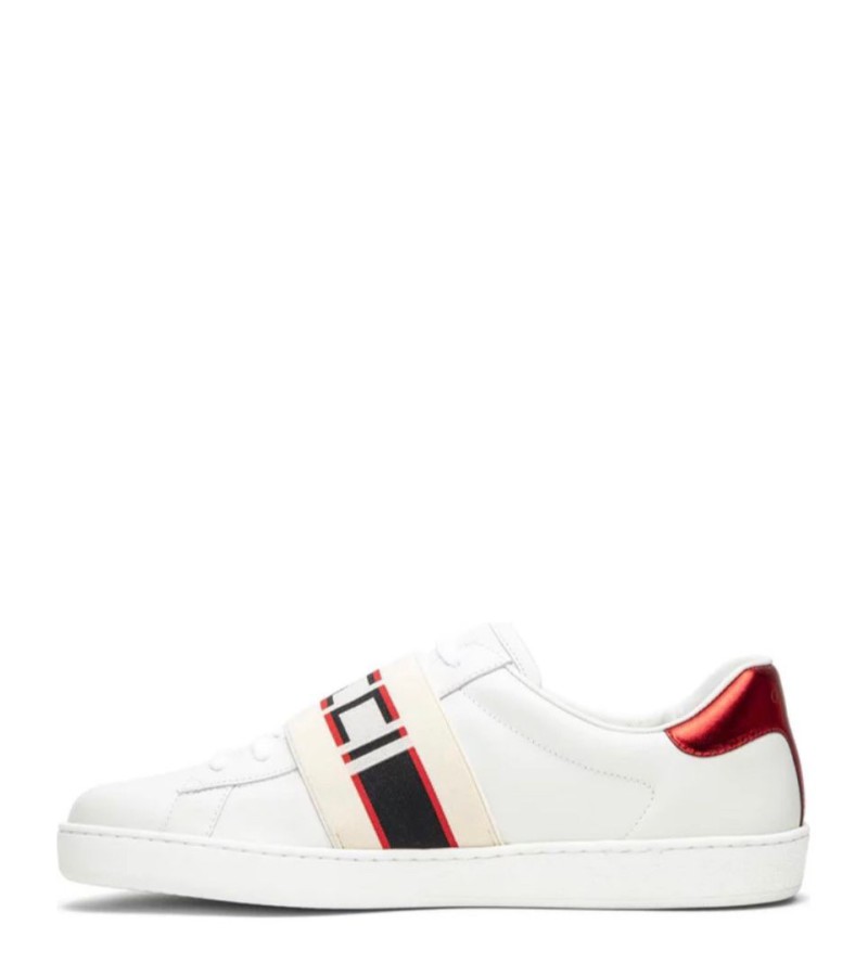 Gucci Stripe Leather Sneaker 'White Red Black'