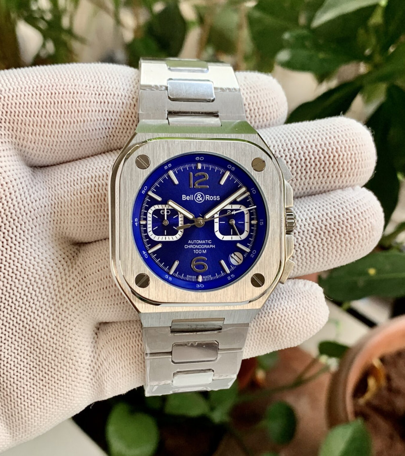 BELL & ROSS BR-05 URBAN CHRONOGRAPH SILVER BLUE-QUARTZ