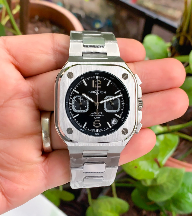 BELL & ROSS BR-05 URBAN CHRONOGRAPH SILVER BLACK-QUARTZ